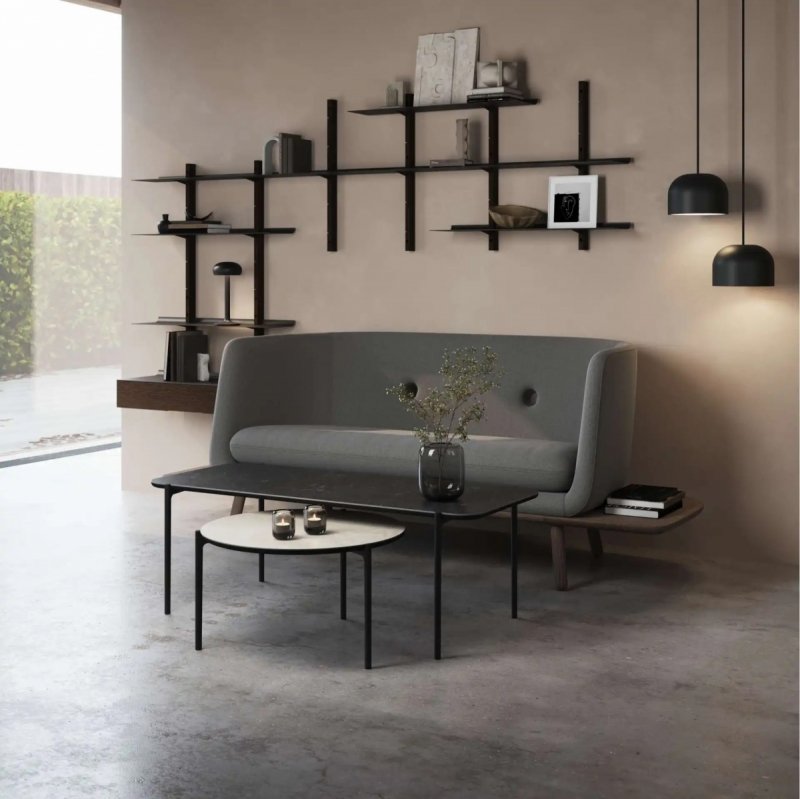 Eva Solo SAVOYE Okrągły Stolik Kawowy 60 cm z Ceramicznym Blatem / Czarny - Blat Szary