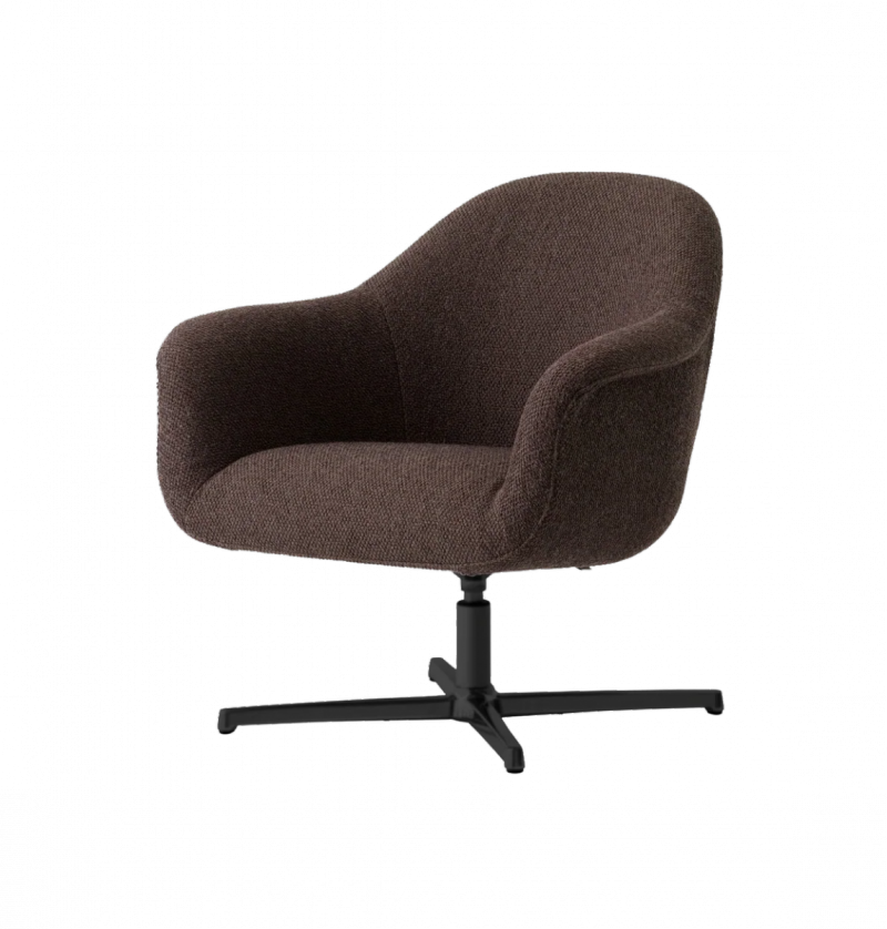 Audo HARBOUR Fotel Wypoczynkowy Obrotowy - Podstawa Czarna / Ciemnobrązowy (Logan Haze)