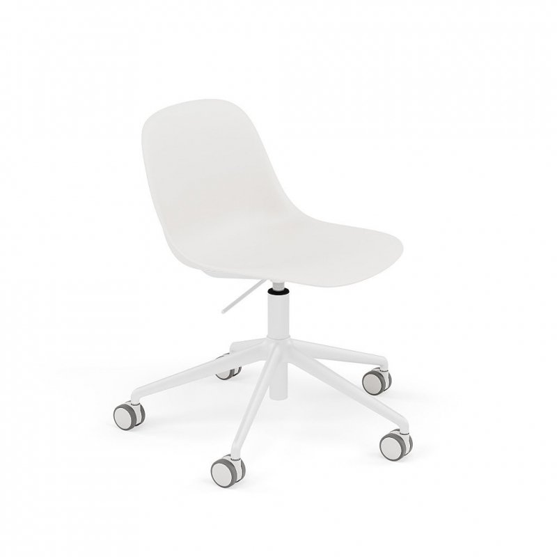 Muuto FIBER SIDE Krzesło Obrotowe na Kółkach i z Regulacją Wysokości / Białe
