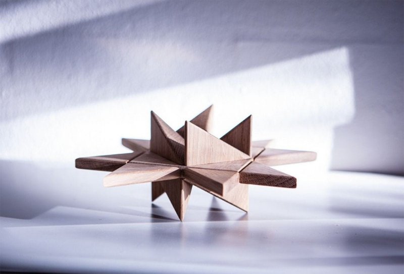 boyhood CHRISTMAS Dekoracja Świąteczna - Drewniana Gwiazda Fröbelstar 20 cm Dąb Naturalny