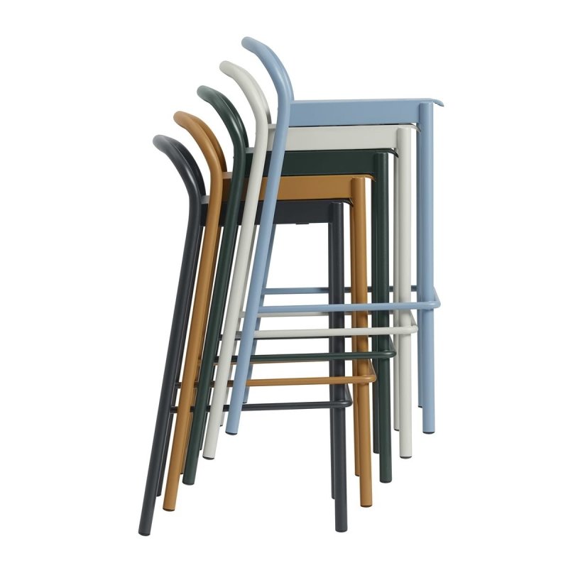 Muuto LINEAR Krzesło Barowe Ogrodowe - Hoker 75 cm / Ciemnozielony
