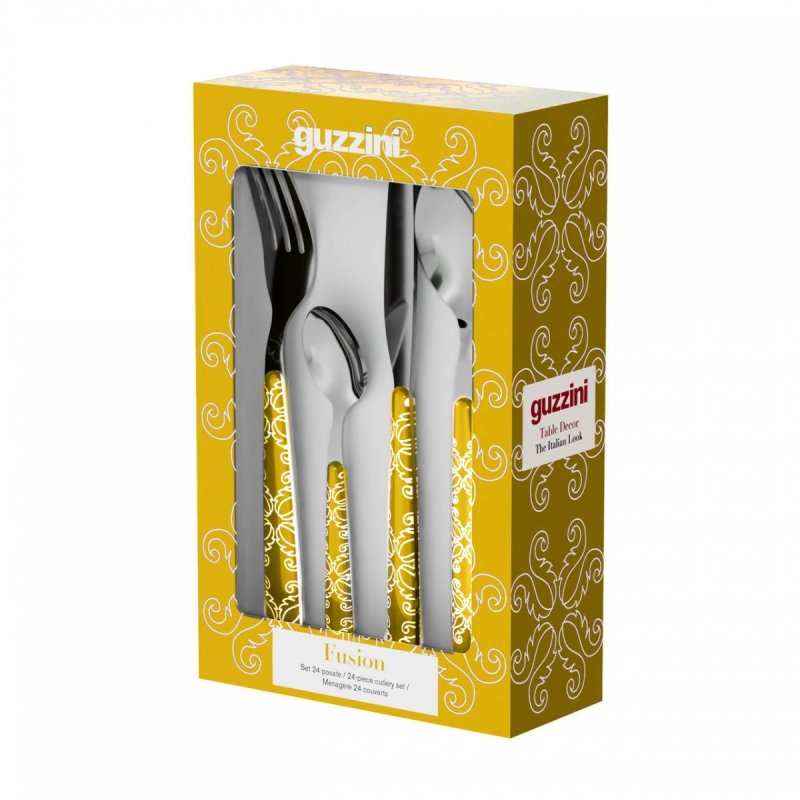Guzzini FUSION Zestaw Sztućców - Komplet 24 El. dla 6 Osób / Zielony
