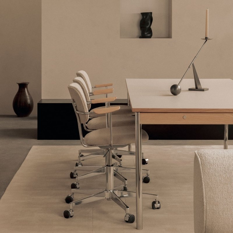 Audo CO DESK Biurko 140x70 cm / Nogi Chrom - Blat Kremowy Laminat