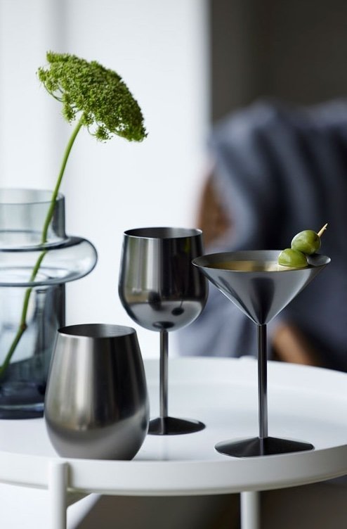 Lyngby Glass STEEL Stalowe Szklanki do Drinków 550 ml 2 Szt. Czarne