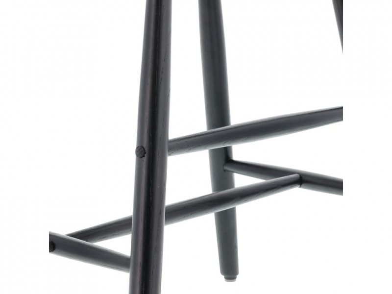 Villa Collection BAST Hoker Drewniany - Stołek Dębowy 64 cm Czarny