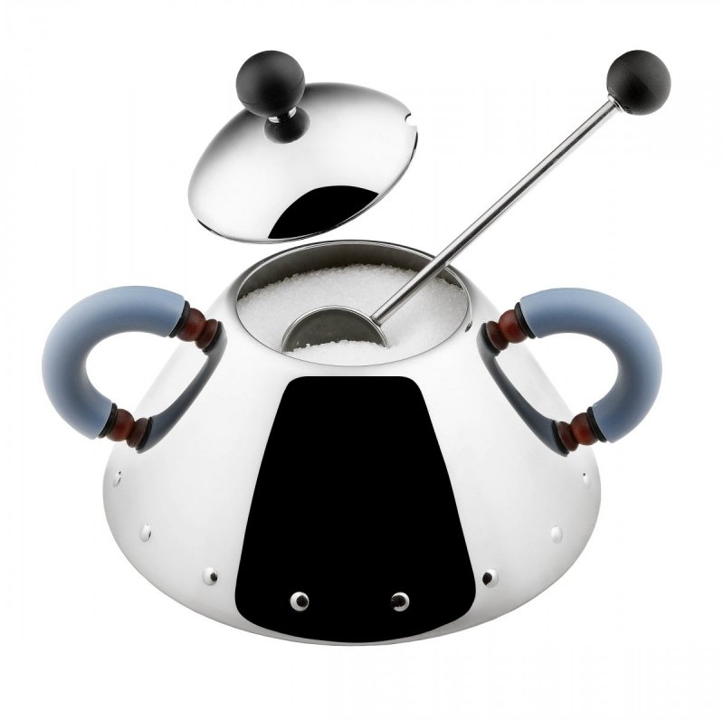 Alessi 9097 Cukiernica Stalowa z Łyżeczką / Niebieska