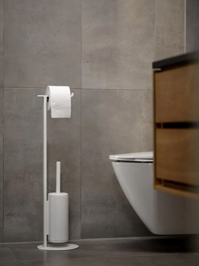 Stojak toaletowy z szczotką Zone Denmark RIM biały wolnostojący