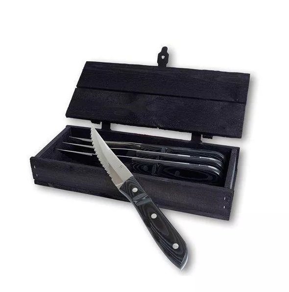 Gense OLD FARMER MICARTA Nóż do Steków XL 4 el. Czarny