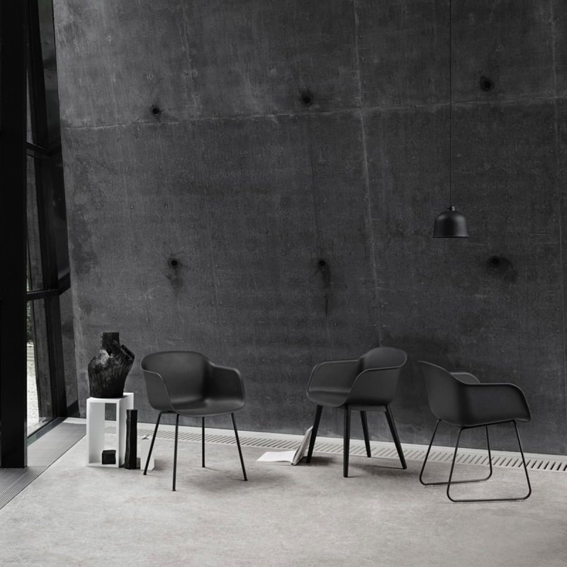 Muuto FIBER ARMCHAIR TUBE BASE Krzesło - Musztardowe/Podstawa Czarna