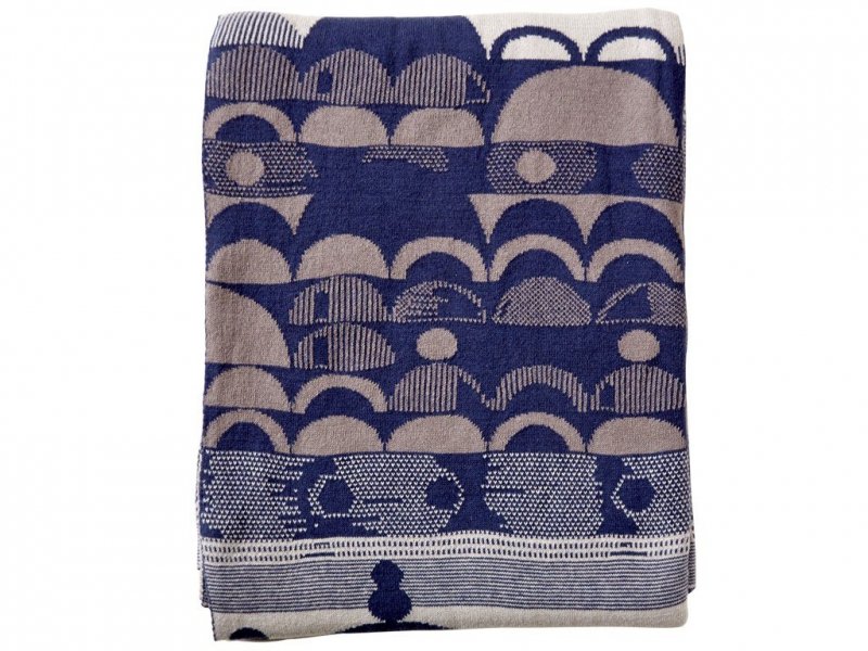 SÖDAHL City - Bawełniany Pled - Koc 130x170 cm Indigo