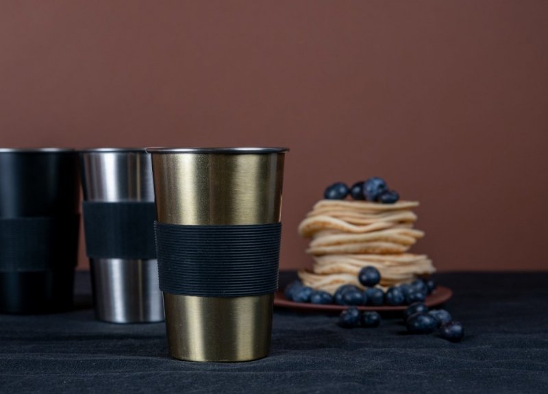 Sagaform TO GO Kubek Stalowy 500 ml - Zestaw 2 Kubków Czarny