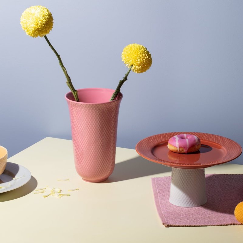 Lyngby Porcelain RHOMBE Wazon do Kwiatów 20 cm Różowy