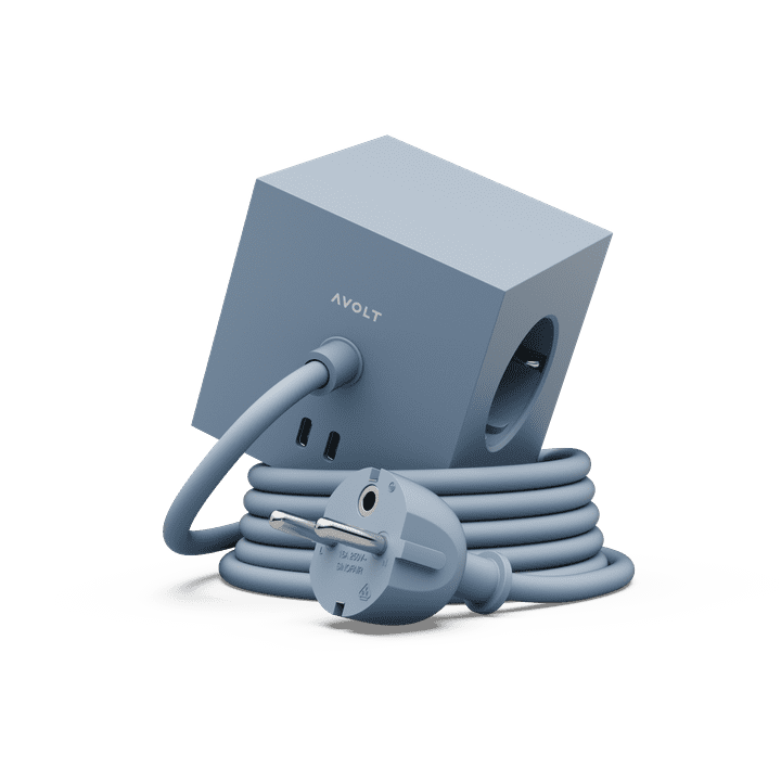 Avolt SQUARE 1 Listwa Zasilająca z Podwójnym USB-C i Magnetyczną Podstawą 3 m / Niebieska