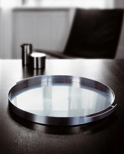 Stelton CYLINDA Okrągła Taca do Serwowania 33 cm / Srebrna