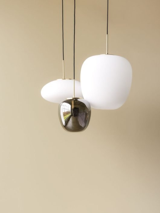 Hübsch REFLECT Lampa Wisząca 25 cm / Klosz Szary Opalizujący