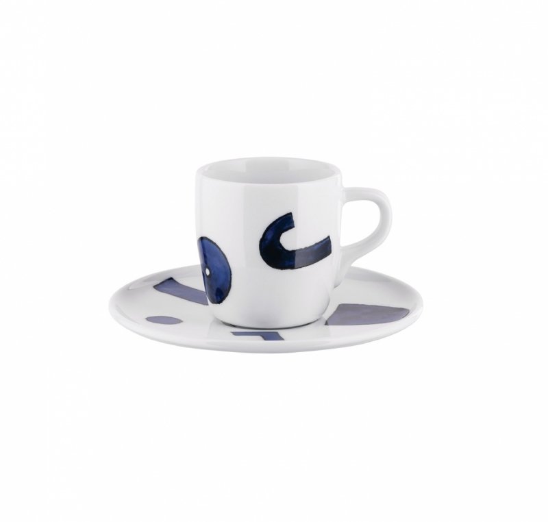 Alessi ITSUMO YUNOKI Filiżanka ze Spodkiem do Espresso 85 ml / Biała Zdobiona
