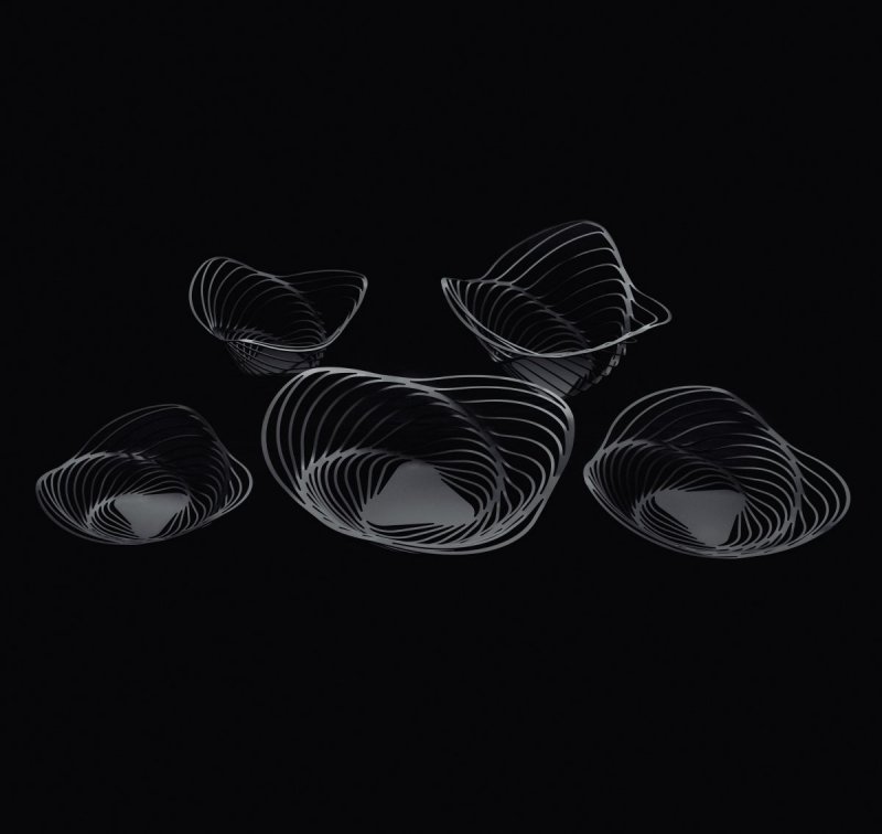 Alessi TRINITY Kosz - Patera na Owoce 43 cm Czarna