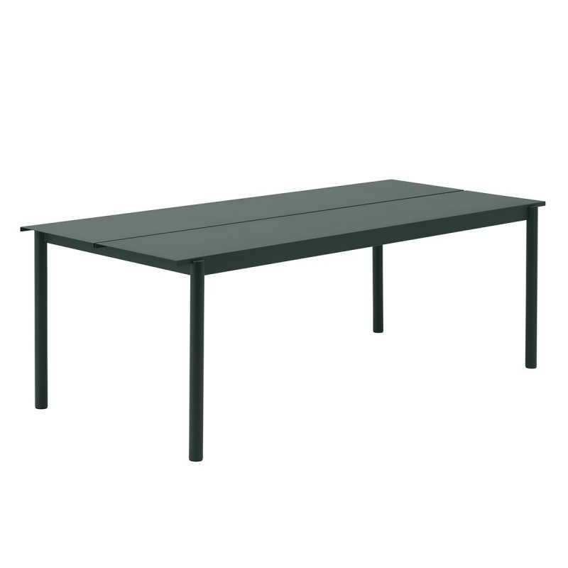 Muuto LINEAR Ogrodowy Stół Stalowy 220 x 90 cm Ciemnozielony