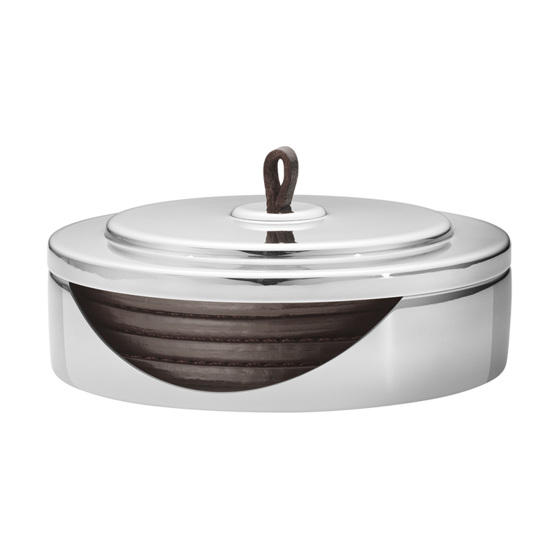 Georg Jensen MANHATTAN Podkładki pod Szklanki ze Skóry Naturalnej w Stalowym Etui