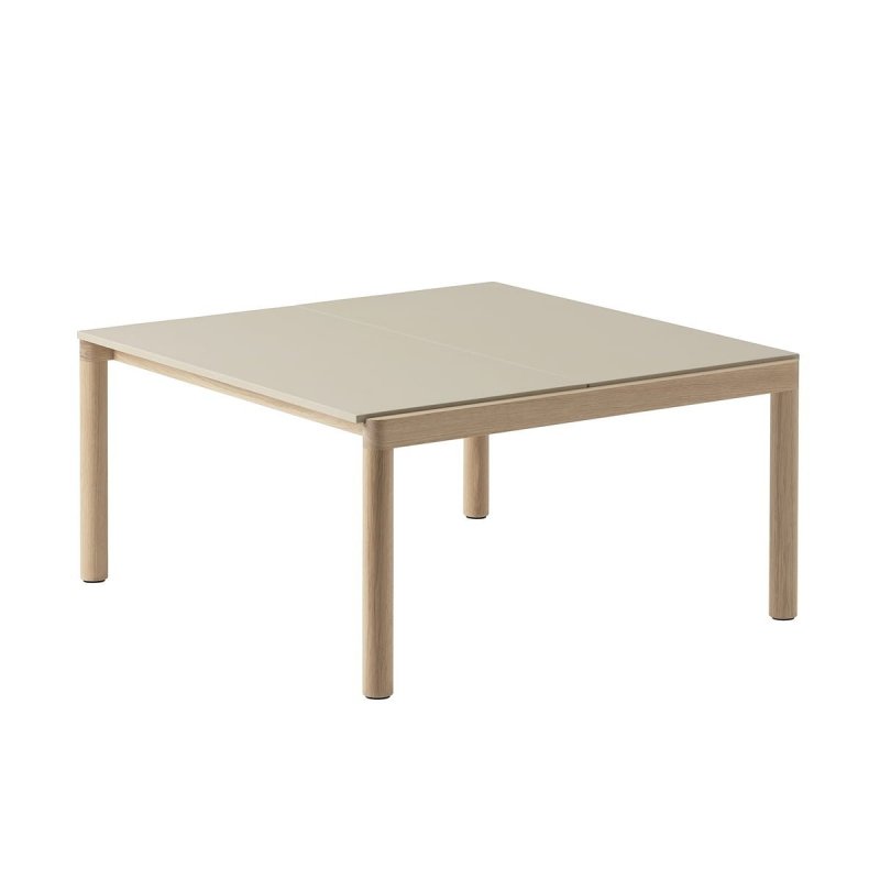Muuto COUPLE Stolik Kawowy z Ceramicznym Blatem 84x80 cm / Jasny Dąb - Blat Gładki Piaskowy Sand