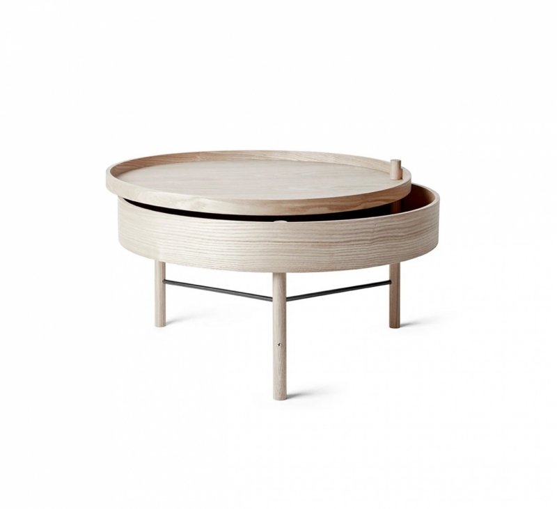 Audo TURNING Okrągły Stolik Kawowy 65 cm / Jasny Dąb