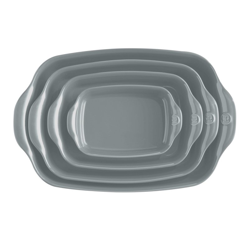 Emile Henry NATURAL CHIC Prostokątna Forma - Naczynie do Zapiekania 36,5x23,5 cm / Szare Perła