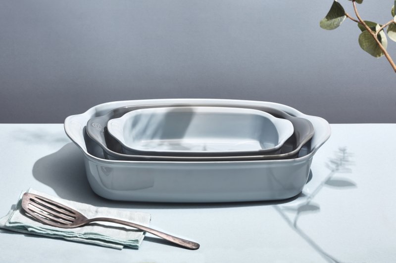 Emile Henry NATURAL CHIC Prostokątna Forma - Naczynie do Zapiekania 36,5x23,5 cm / Błękitna