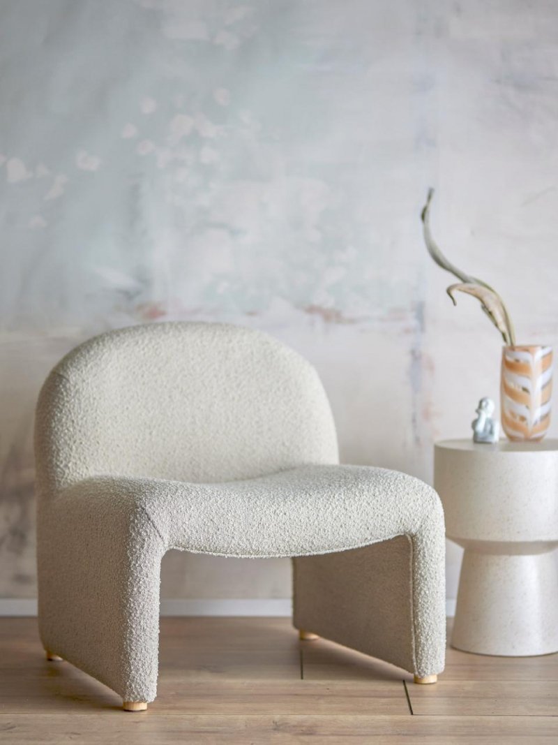 Bloomingville NEEL Fotel w Tkaninie Bouclé / Kremowy