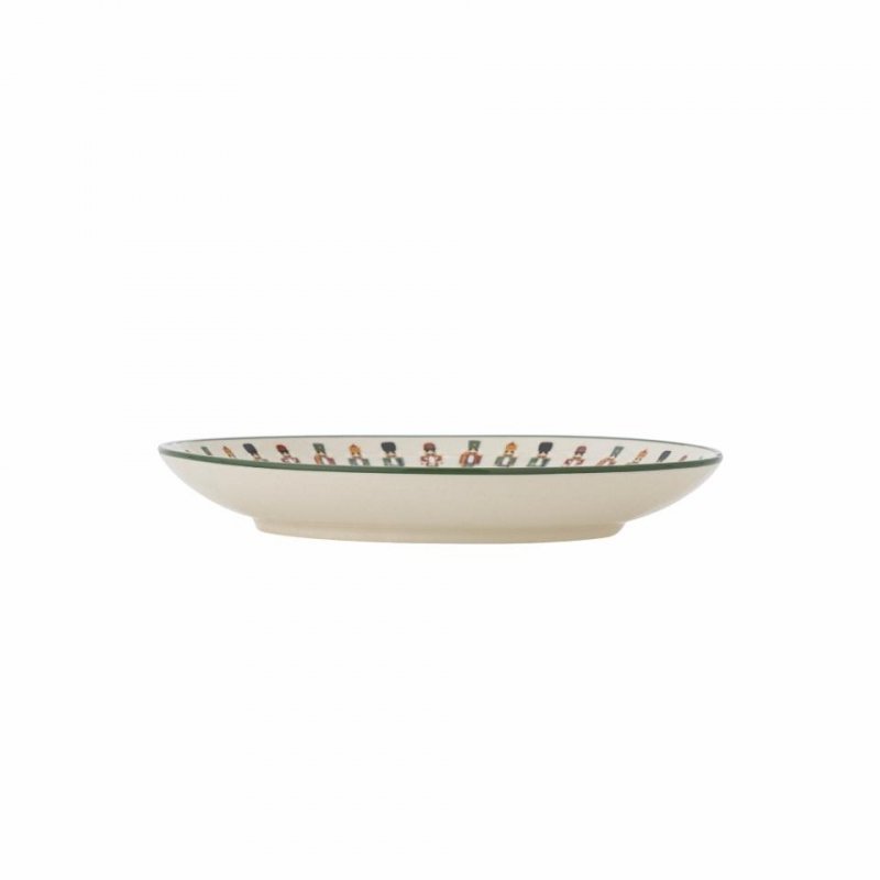 Bloomingville Jolly – zielony talerzyk deserowy z motywem bożonarodzeniowym