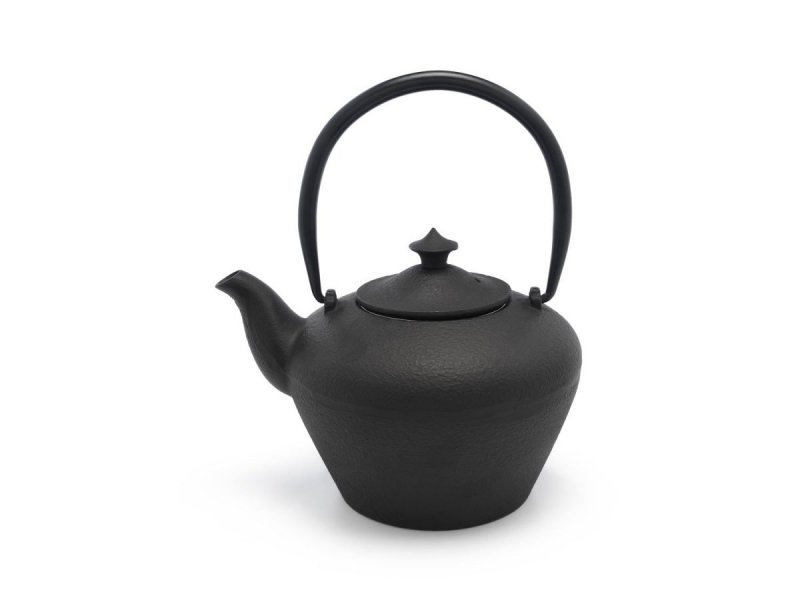 Bredemeijer CHENGDU Dzbanek Żeliwny - Zaparzacz do Herbaty 1,0 l Czarny + 4 Porcelanowe Filiżanki