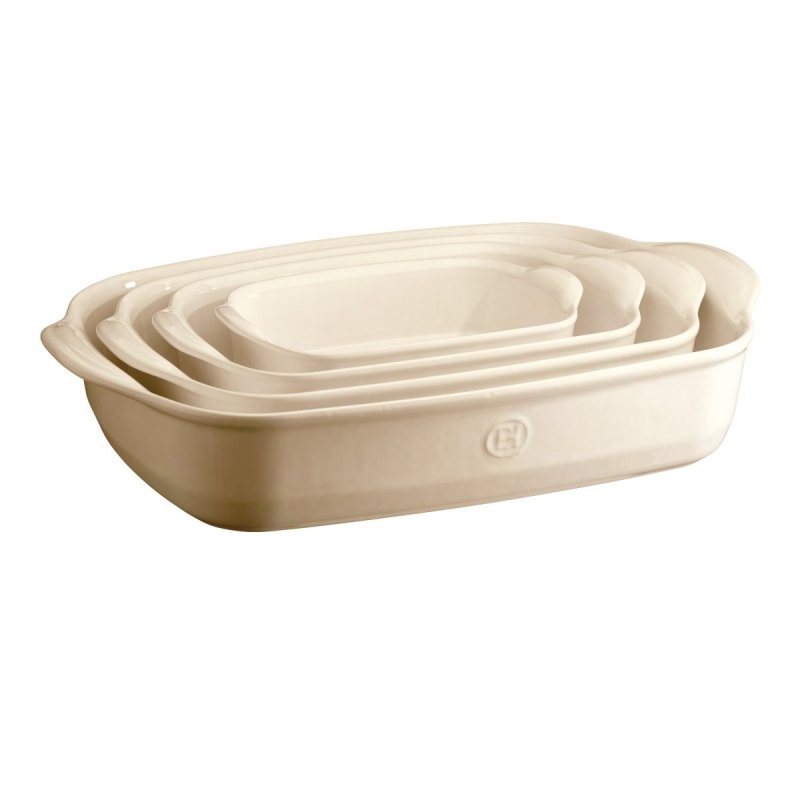 Emile Henry NATURAL CHIC Prostokątna Forma - Naczynie do Zapiekania 30x19 cm Kremowe