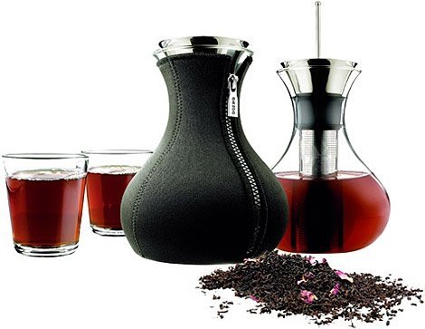 Eva Solo SERVING Szklany Zaparzacz do Herbaty 1 l w Pokrowcu Termicznym / Jasnoszary