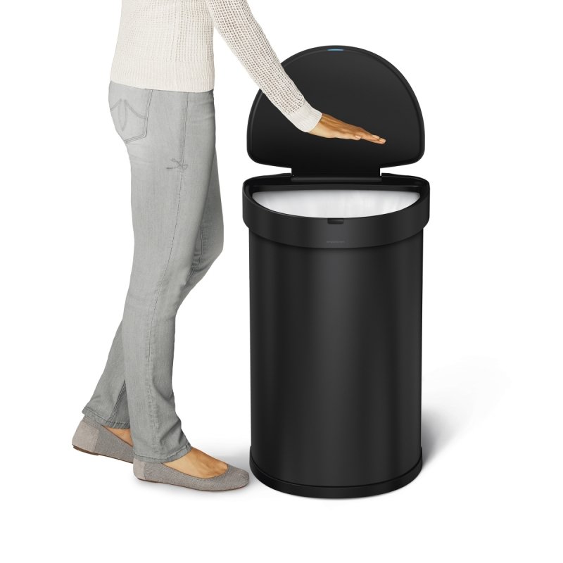 simplehuman Kosz na śmieci 45 L SENSOR LINER POCKET Półokrągły z Czujnikiem Ruchu / Czarny
