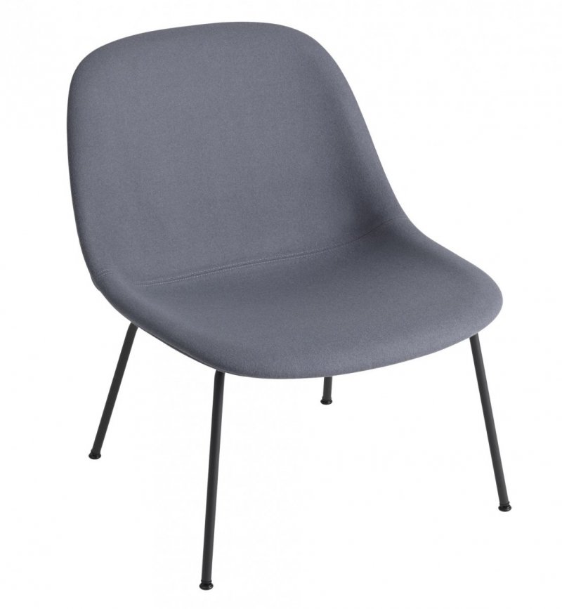 Muuto FIBER LOUNGE Fotel Tapicerowany - Rama Metalowa / Niebieskoszary Tkanina Divina 154