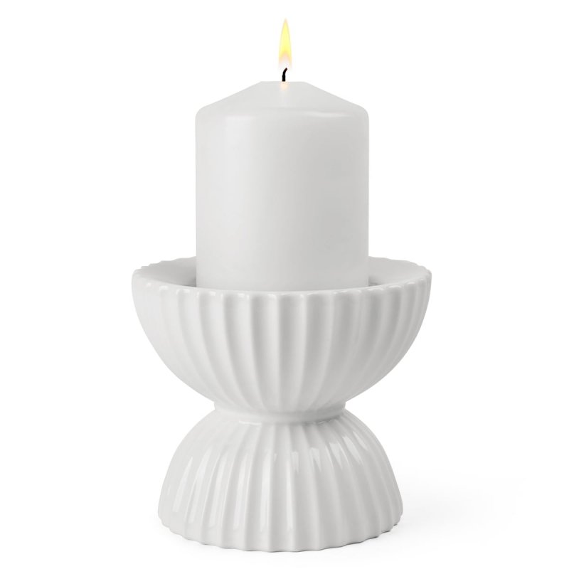 Lyngby Porcelain TURA Świecznik 8 cm / Biały