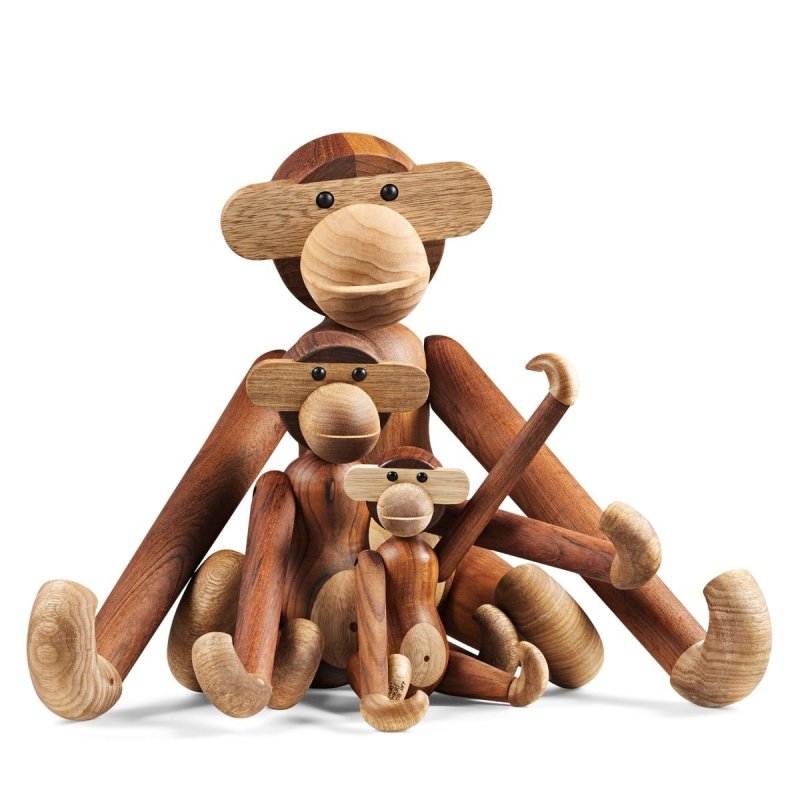 Kay Bojesen MONKEY Dekoracja - Figurka Drewniana Małpka Średnia - Drewno Tekowe