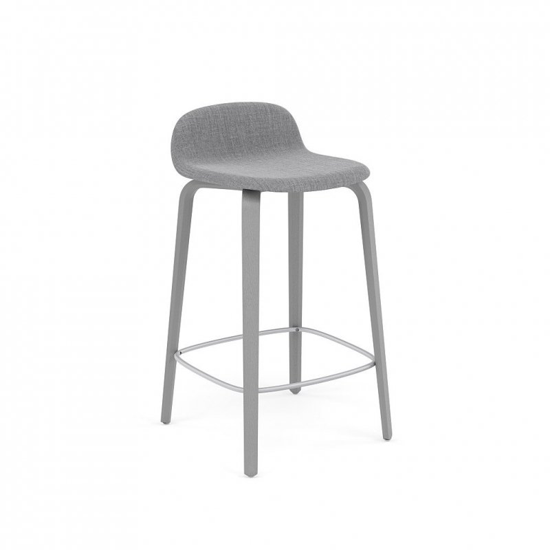 Muuto VISU BAR Hoker - Stołek Barowy 65 cm Szary / Siedzisko Tapicerowane Szare Remix 143