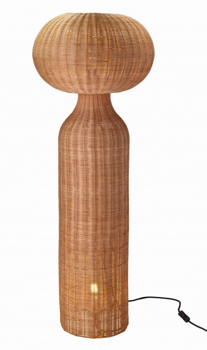 Villa Collection VINKA Lampa Podłogowa z Rattanu 130 cm Naturalna