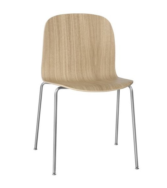 Muuto VISU TUBE BASE Krzesło Drewniane na Stalowej Ramie - Dębowe/Stalowe Nogi 2 Szt.