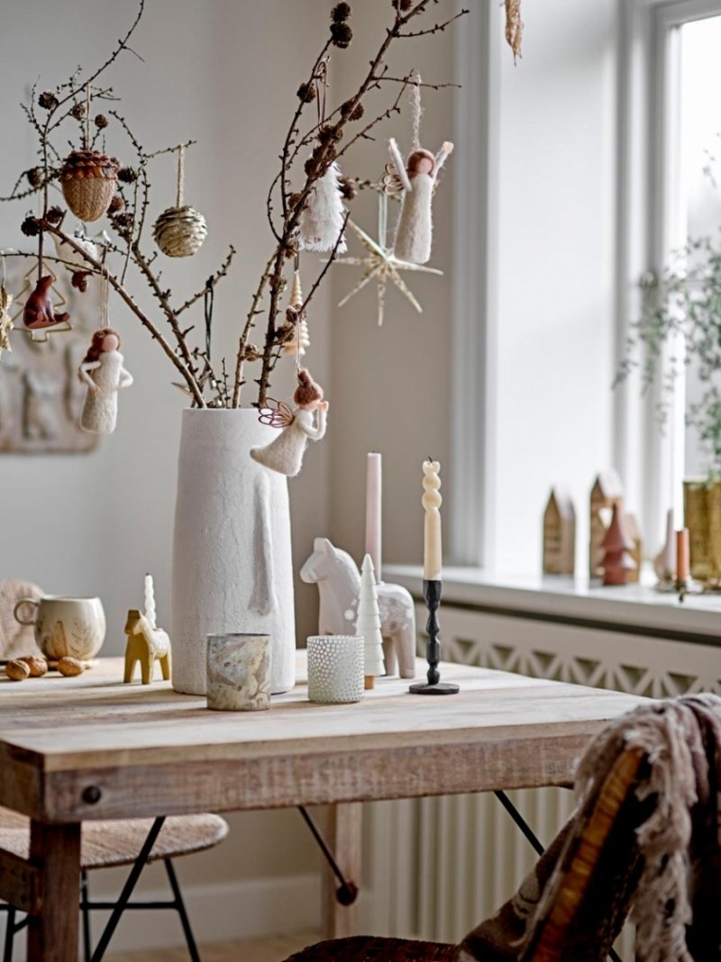 Bloomingville BERICAN Ceramiczny Wazon do Kwiatów 40 cm / Biały