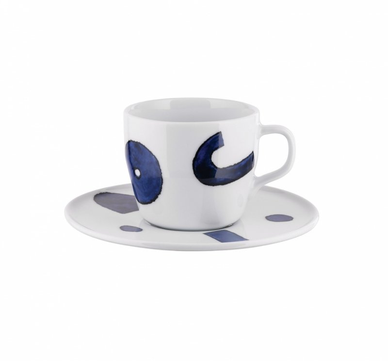 Alessi ITSUMO YUNOKI Filiżanka ze Spodkiem do Kawy 150 ml / Biała Zdobiona