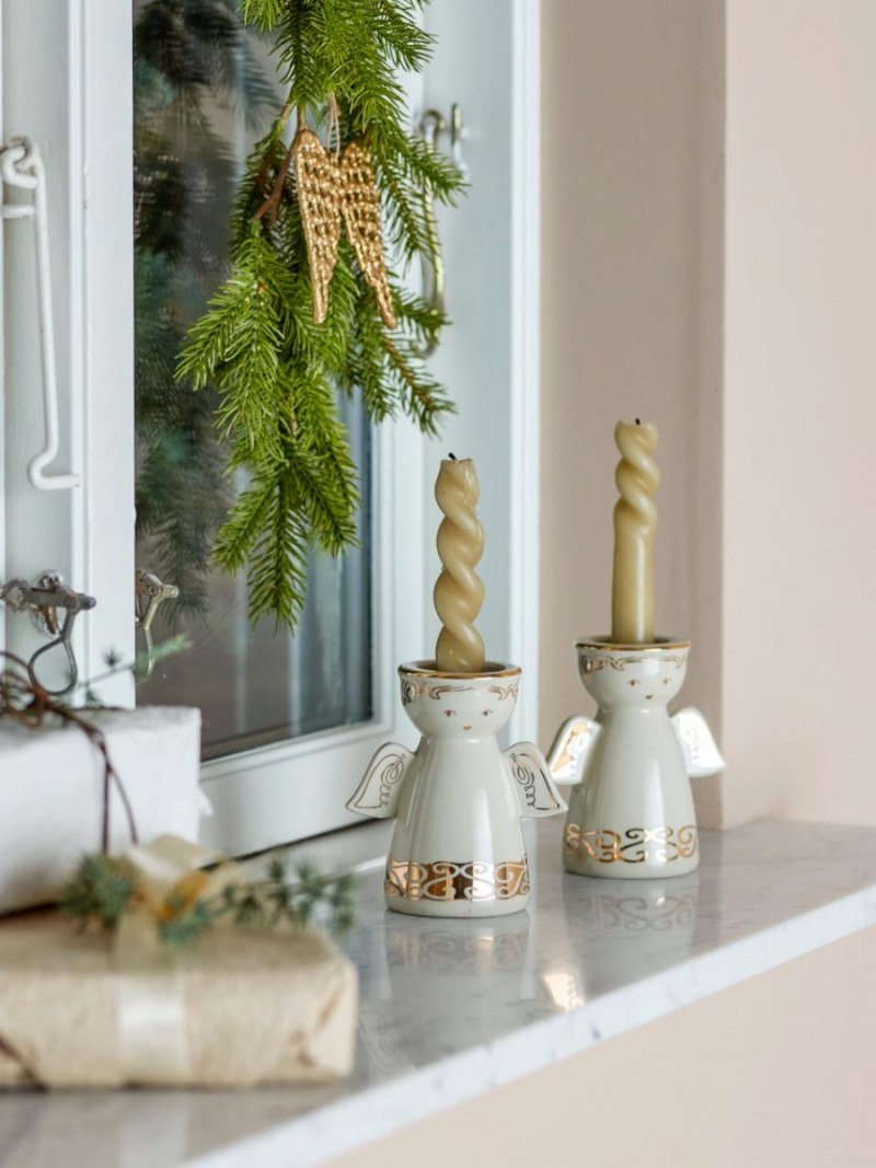 Zestaw świeczników aniołków Bloomingville Faella z kamionki