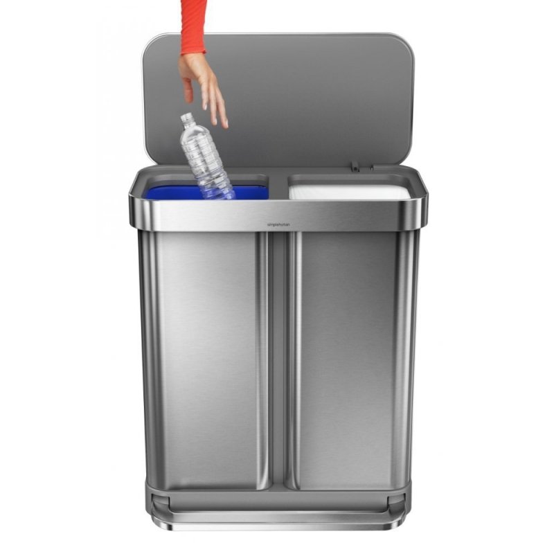 simplehuman LINER POCKET RECYCLER Kosz Pedałowy na Śmieci 58 l Dwukomorowy - Stal FPP