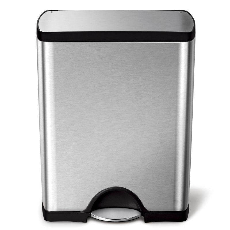 simplehuman TRASH Prostokątny Pedałowy Kosz na Śmieci 50 l / Stalowy Srebrny