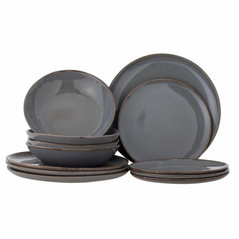 Bloomingville SANDRINE Zestaw Obiadowy 12 El. / Szary