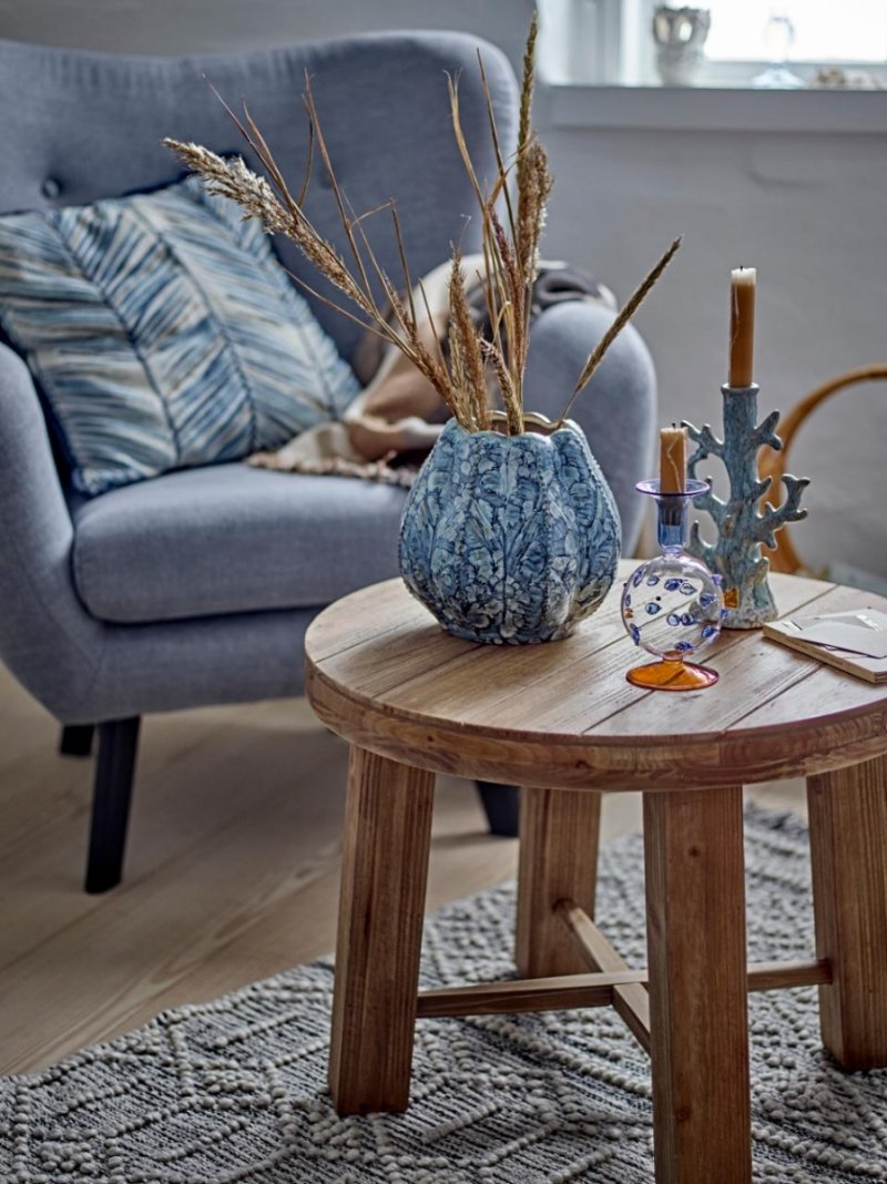 Okrągły stolik Emmett Creative Collection z drewna sosnowego i MDF