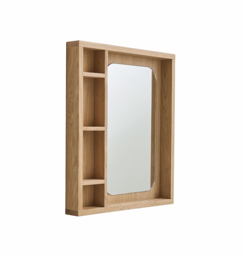 Andersen Furniture GLANCE Lustro Ścienne w Dębowej Ramie z Półkami