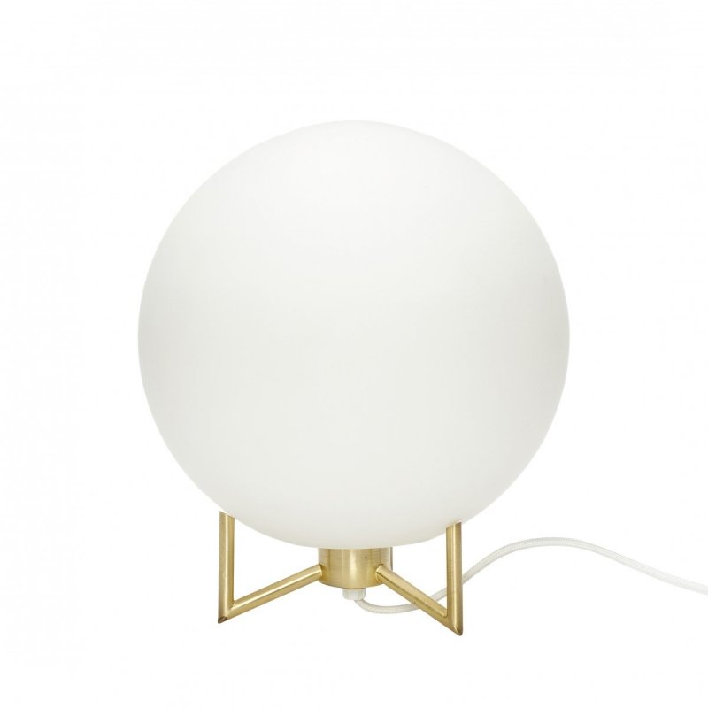 Hübsch BALL Lampa Stołowa - Złota z Mlecznym Kloszem