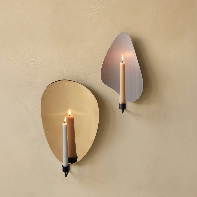 Audo FLAMBEAU Świecznik Ścienny 34 cm Brązowy Mosiądz / Szary