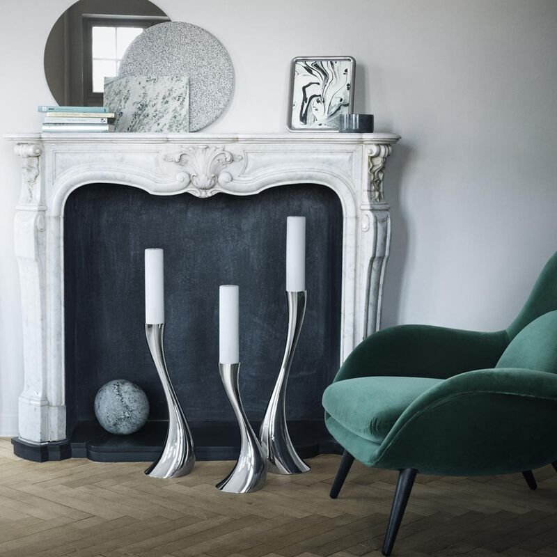 Georg Jensen COBRA Świecznik Podłogowy 50 cm Srebrny / Stal Polerowana